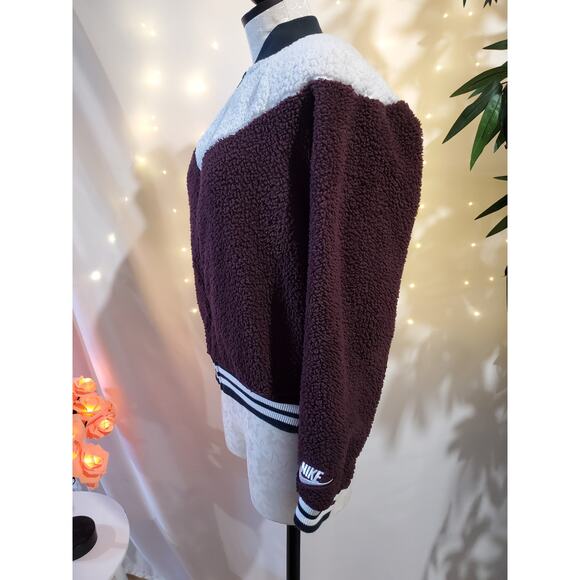 Nike Bomber Wolf Sherpa Teddy Bear Full Zip Bomber Jacket Womens Size M Purple - Picture 6 of 13